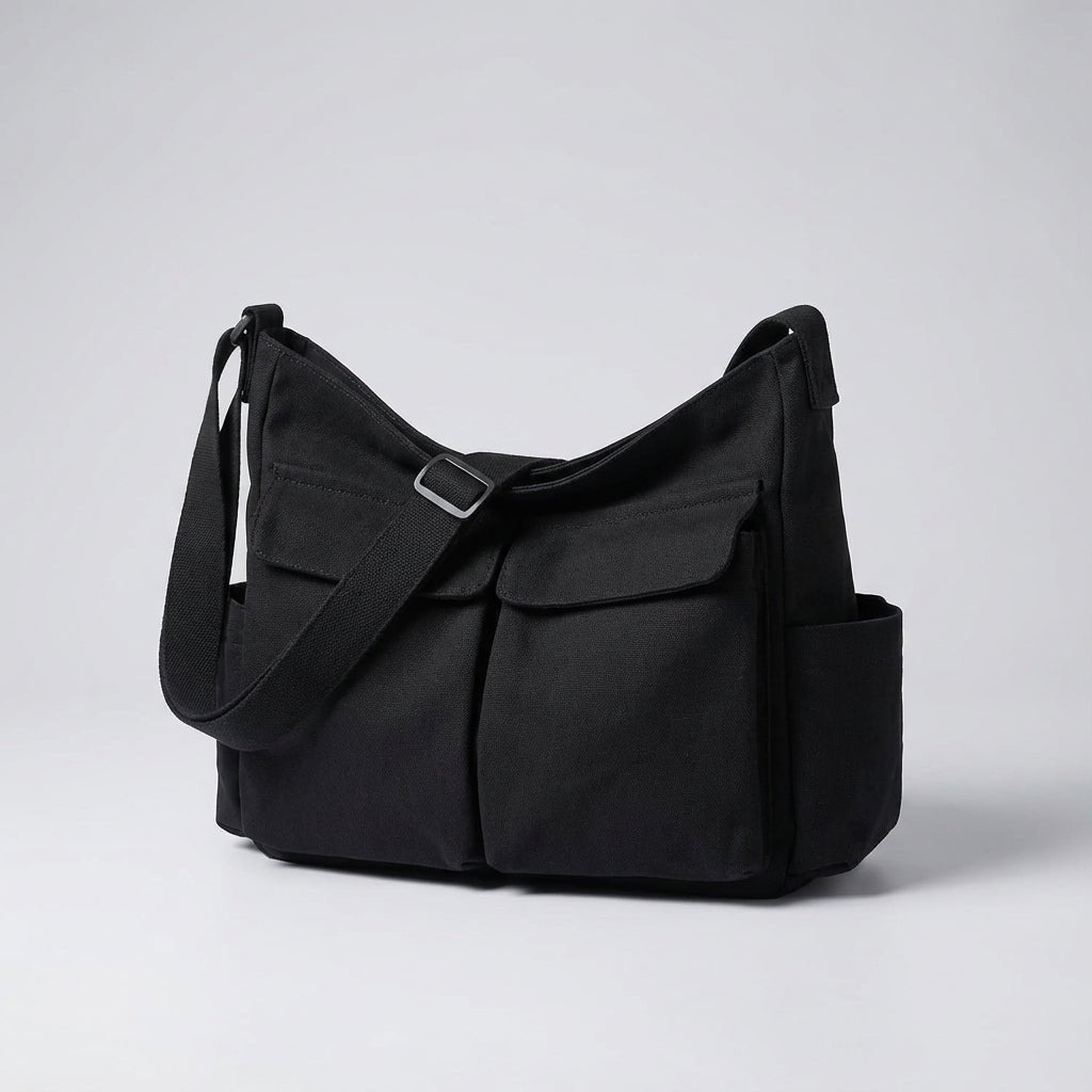 Canvas Messenger Bag with Adjustable Strap and Multiple Pockets – Durable Reinforced Design 0